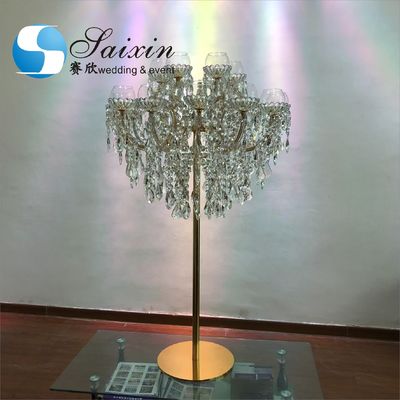 ZT-325L Saixin Gorgeous 18 arms Crystal candelabra flower stand for wedding centerpiece