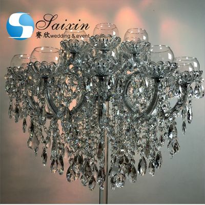 ZT-325L Saixin Gorgeous 18 arms Crystal candelabra flower stand for wedding centerpiece