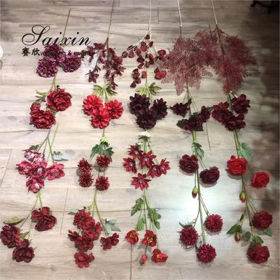 SX-F010 Wholesale high quality red Artificial flowers bouquet for wedding  arrangement