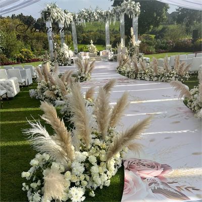 Wholesale Large fluffy Pampas grass bouquet  Artificial flowers for wedding decoration