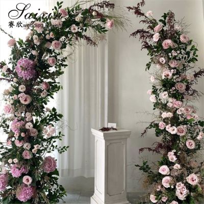 Door Artificial Flower Arch Arrangements Wedding Decoration Backdrop Cowhorn Door Backdrop