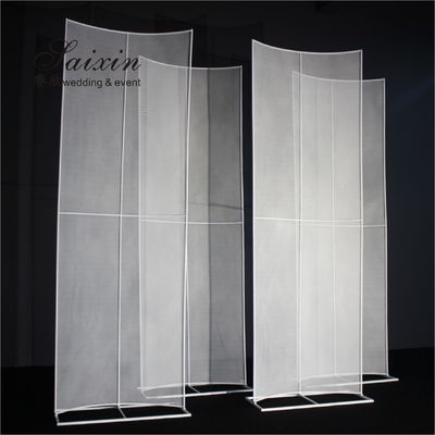 Custom Decoration Backdrop For Wedding Tall White Net Metal Frame Stand 257CM