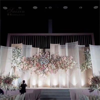 Custom Decoration Backdrop For Wedding Tall White Net Metal Frame Stand 257CM