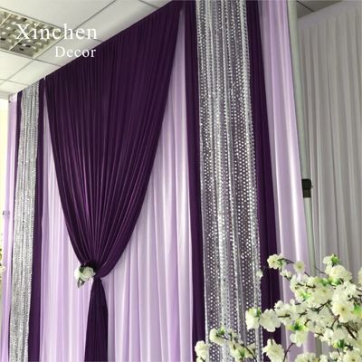 Wholesale custom color ice silk drape cloth curtains valance for events decoration