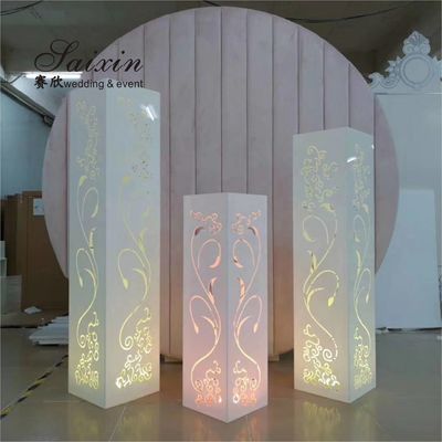 Antique Decoration Backdrop With Artificial Flowers Square Mirrored Pedestal Stand  120cm