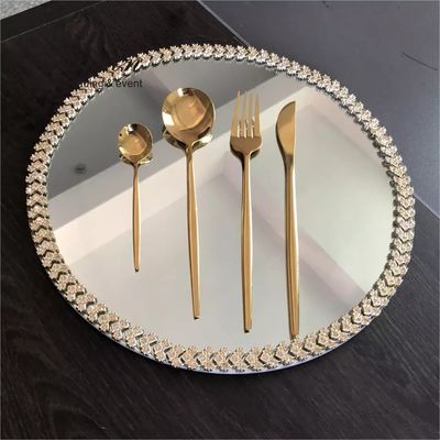ZT-072  glass mirror charger plate for wedding table decoration