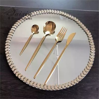 ZT-072  glass mirror charger plate for wedding table decoration