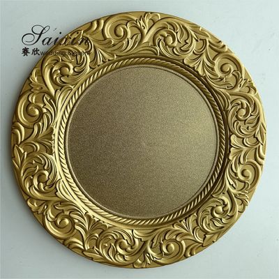13 Inch Plastic Charger Plates Gold For Weddings Event Table Yellow