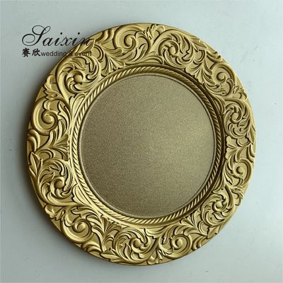 13 Inch Plastic Charger Plates Gold For Weddings Event Table Yellow