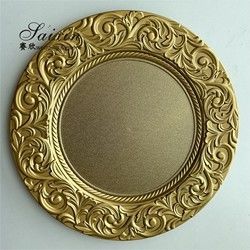 13 Inch Plastic Charger Plates Gold For Weddings Event Table Yellow