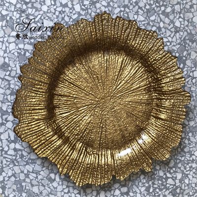 Gold Glass Charger Plate For Wedding Party Table Decoration