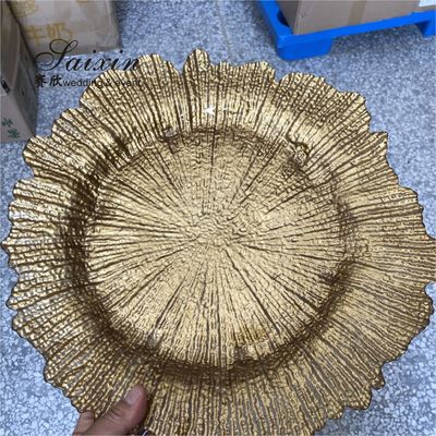 Gold Glass Charger Plate For Wedding Party Table Decoration