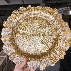 Gold Glass Charger Plate For Wedding Party Table Decoration