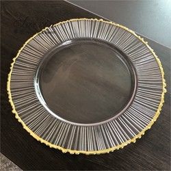 Christmas Glass Charger Plate For Wedding Events Table Decoration Gold Rim Set Of 6