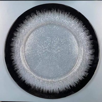 12" 13" Clear Black Rim Glass Charger Plates Bulk Wedding Event Table