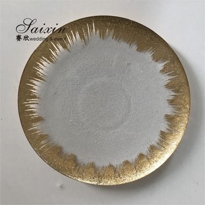 12" 13" Clear Black Rim Glass Charger Plates Bulk Wedding Event Table