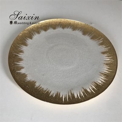 12" 13" Clear Black Rim Glass Charger Plates Bulk Wedding Event Table