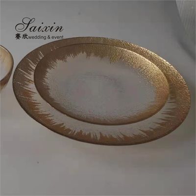12" 13" Clear Black Rim Glass Charger Plates Bulk Wedding Event Table