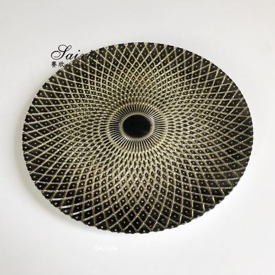 Luxury Black Charger Plates Wedding Tableware Rhomboid Glass 32cm