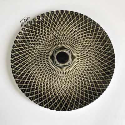 Luxury Black Charger Plates Wedding Tableware Rhomboid Glass 32cm