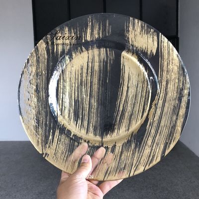 Disposable Glass Clear Charger Plates With Gold Rim Bulk Wedding
