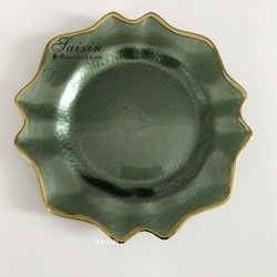 Glass Green Charger Plates With Gold Brim Wedding Decoration
