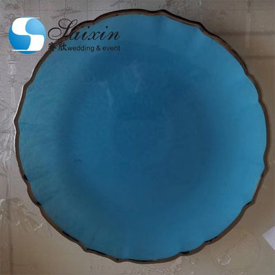 White Glass Charger Plates With Gold Rim Wedding Home Table Setting Colored