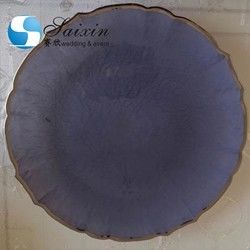 White Glass Charger Plates With Gold Rim Wedding Home Table Setting Colored