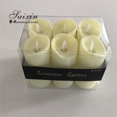 Cheap event decoration plastic battery operated moving flame led  pillar  candles