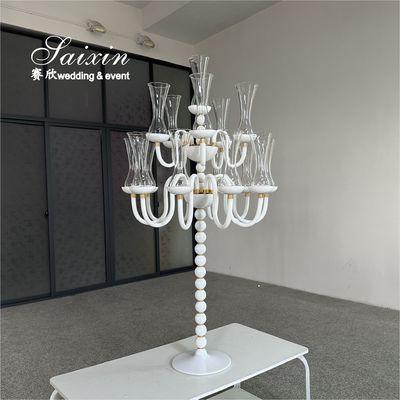 Saixin Design Tall Wedding Centerpiece candelabra Crystal White 16 Arms Candle holders