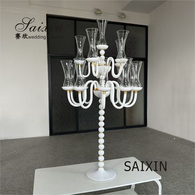 Saixin Design Tall Wedding Centerpiece candelabra Crystal White 16 Arms Candle holders