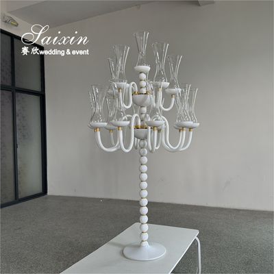 Saixin Design Tall Wedding Centerpiece candelabra Crystal White 16 Arms Candle holders