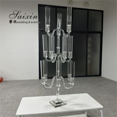 15 Arms Candle holders glass hurricanes candelabra for wedding centerpieces