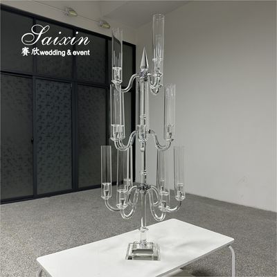 15 Arms Candle holders glass hurricanes candelabra for wedding centerpieces
