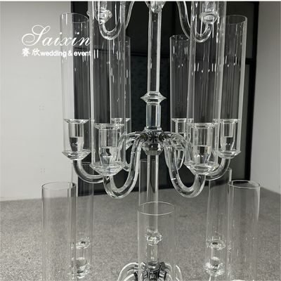 15 Arms Candle holders glass hurricanes candelabra for wedding centerpieces