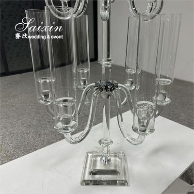 15 Arms Candle holders glass hurricanes candelabra for wedding centerpieces