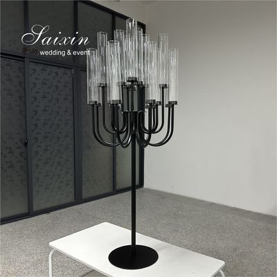 New Design Event Decorative 20 Arms Black Metal Candelabra For Wedding Centerpieces