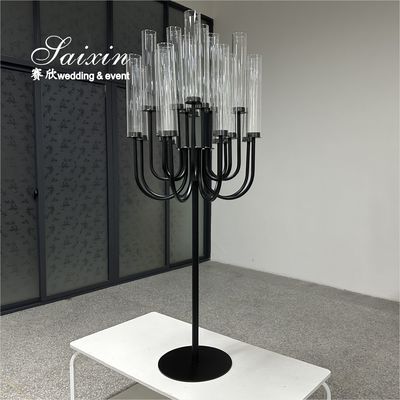 New Design Event Decorative 20 Arms Black Metal Candelabra For Wedding Centerpieces