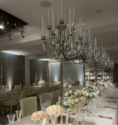 New Design Event Decorative 20 Arms Black Metal Candelabra For Wedding Centerpieces
