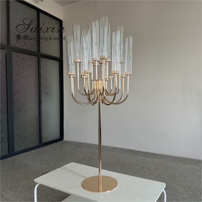 New Design Event Decorative 20 Arms Black Metal Candelabra For Wedding Centerpieces