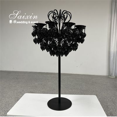 Glass Candelabra Black Wedding Candle Holder For Event Centerpieces