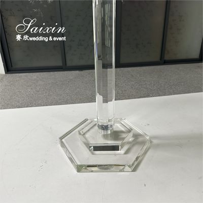 Beautiful Clear Glass Crystal Candelabra With Tall Glass Jars For Wedding Centerpieces
