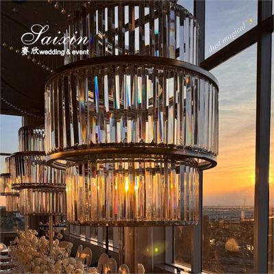 Metal Wedding Decor Table Stand 3 Layers Gold Crystal Stand Centerpieces