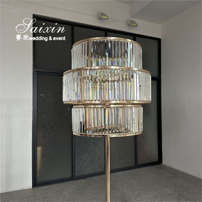 Metal Wedding Decor Table Stand 3 Layers Gold Crystal Stand Centerpieces