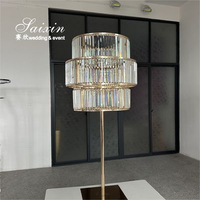 Metal Wedding Decor Table Stand 3 Layers Gold Crystal Stand Centerpieces