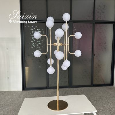 Saixin Custom Wedding LED Light Ball Lamp Decoration Metal Wedding Centerpiece Stand