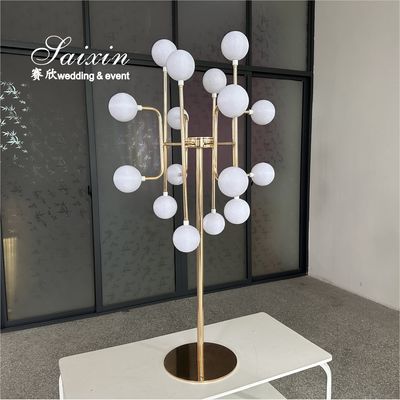 Saixin Custom Wedding LED Light Ball Lamp Decoration Metal Wedding Centerpiece Stand