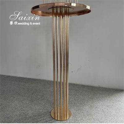 Wedding Flooring Decoration Tall Gold Flower Stand With Candle Holder Centerpiece