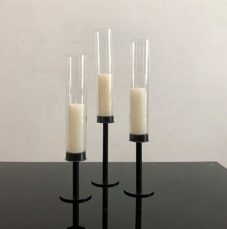 Black Metal Taper Candle Holders Candlesticks Candelabra 3 Pcs Set 54cm