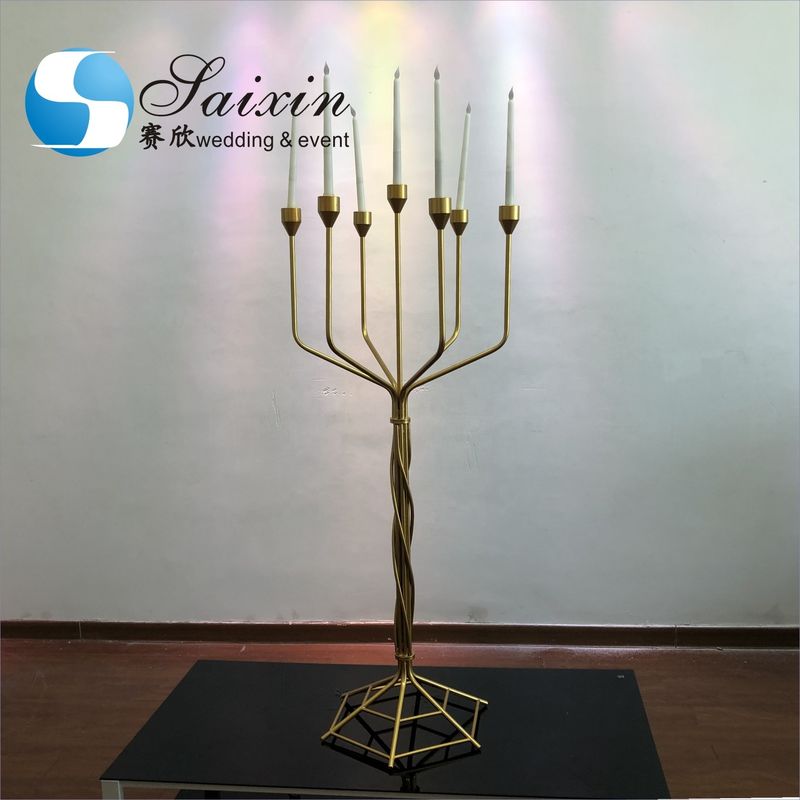 7 Arms Metal Candle Candelabra For Fireplace Elegant Gold Plated 138CM